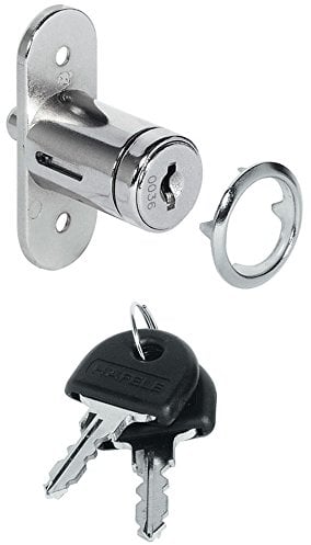 Gedotec Serrure de Porte Coulissante avec 2 Clés | Bouton Poussoir en Inox Chromé pour Vitrines et Meuble à Portes Coulissantes | Verrou de Fermeture pour Salle de Bain, Cuisine, Terrarium | 1 Set
