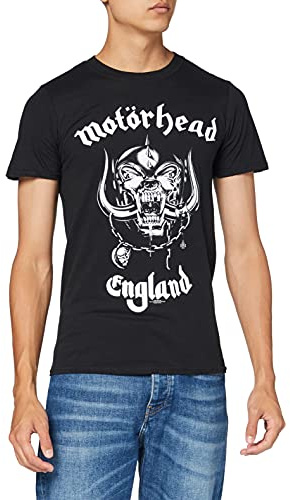 Motorhead Men's England Regular Fit Round Collar Short Sleeve T-Shirt, Black, Large