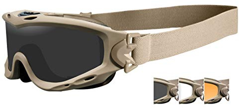 Wiley X Spear Goggles Smoke Grey Clear Light Rust Lens Tan Frame