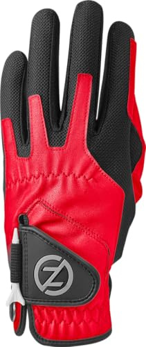 Zero Friction Men's Compression Synthetic Left Hand Universal Fit Golf Glove, One Size, Red, GL00005