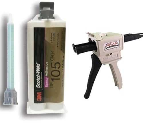 3M ScotchWeld DP105 Clear Flexible Heat Resistant Epoxy (50ml/1.7oz Cartridge w/Dispenser)