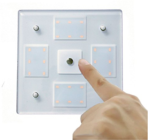 lighteu, 12 V 6W dos colores (blanco caliente/azul) luz del panel, luz de techo del edificio del LED con el interruptor del tacto y el regulador táctil para barcos, yates y caravanas