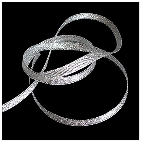 HAND ® 1 Roll appx 22m Gold/Silver Glitter Metallic Ribbon - Assorted Width (FS02 8mm Silver Sheer)