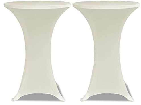 vidaXL 2X Stehtischhusse Ø60cm Creme Stretch Husse Stehtisch Stehtischhussen