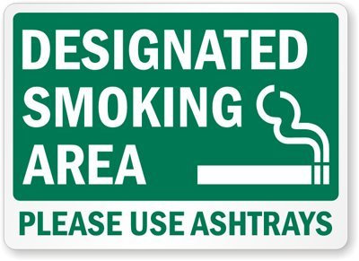 Designated Smoking Area Please Use Aschenbecher, 35,6 x 25,4 cm, Grün
