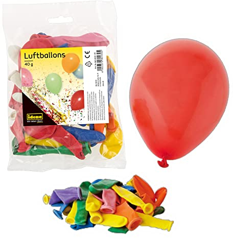 Idena 8630430 - Luftballons ca. 40 g, farbig gemischt, das fröhliche Deko-Highlight für jede Party im Haus und im Freien