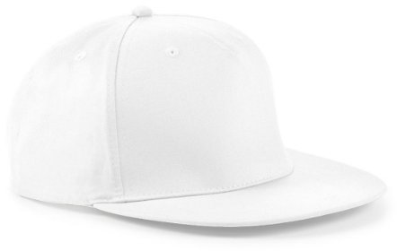Beechfield – Cappello con visiera, stile Rapper/Hip Hop/Nba, 5 Pannelli, Retrò bianco bianco