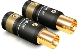 VIABLUE T6s Antennenstecker * Lötversion * 24 Karat echtvergoldet * Vollmetallgehäuse * high-end Steckverbindungen * 1 Paar (2 Stück)