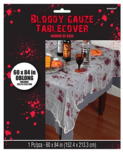Amscan 579490 - Tischdecke Papier blutig, Größe 152,4 x 213,3 cm, Deko, Tuch, Tischläufer, Halloween, Horror-Party, Mottoparty