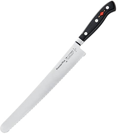 Dick Knives DL328 Premier Plus Serrated Utility Knife, Black | Ergonomic handle connects seamlessly to the forged steel blade for maximum hygiene and balance in busy prep environments.