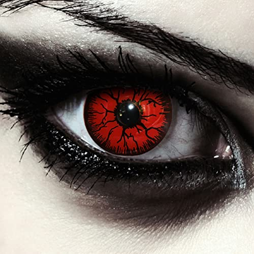 DESIGNLENSES, Farbige rote Halloween Monster Kostüm Kontaktlinsen ohne Stärke weiche Vampir Farblinsen, 2 Stück, Red Monster