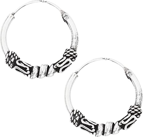 etNox Ornament Creolen Unisex Ohrring Standard 925er Sterling Silber Basics