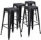 Flash Furniture Barhocker, kommerzielle Qualität, 76 cm hoch, ohne Rückenlehne, Metall mit Distressed-Optik, für Innen- und Außenbereich, Eisen, Kunststoff, schwarz, 4 Stück