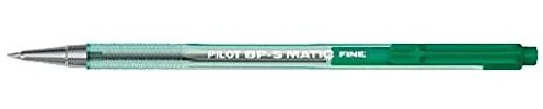 PILOT BPS-Matic Druckkugelschreiber, feine Spitze, Grün, 12 Stück
