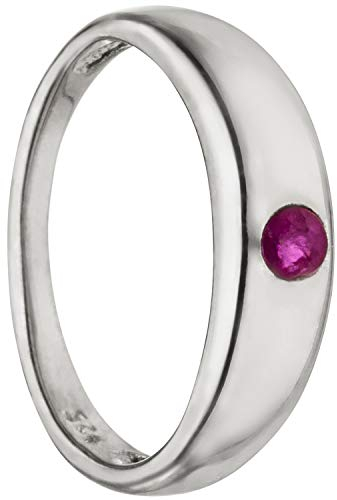 Jobo Kinder Taufring 925 Sterling Silber rhodiniert 1 Rubin rot Taufanhänger