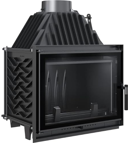 KRATKI Zuzia ECO Deco 12kW Holzkamin Kamineinsatz mit Lufteinsatz Niedrigere BImSchV 2-konform ECODESIGN Thermischer Wirkungsgrad 81% Stahl und Gusseisen Kaminkassette für Kamin