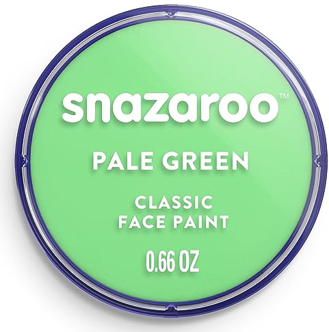 Snazaroo - Pintura facial y corporal, 18 ml, color verde pálido, profesional a base de agua, pastilla de aquacolor individual para adultos, niños y efectos especiales