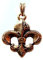 Fleur de Lys L 24 ct exklusiver Chaîne Pendentif de la Lys Française, 38 x 39 mm, recto verso, plaqué or 24 carats