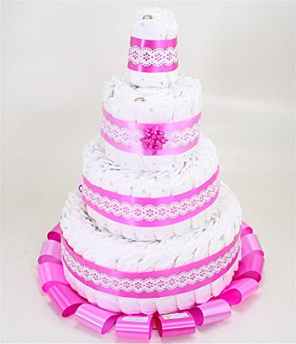 Torta di Pannolini 4 Piani Rosa
