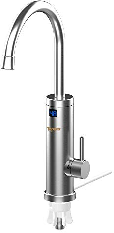 Electric Water Taps,TopSer Pro 220V Tankless Electric Heater Kitchen Taps,360 Degree Rotate Cold and Hot Water Tap with Lcd Display for Kitchen,Bathroom,Washroom [British Standard Plug]