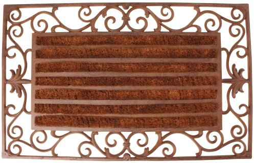 Esschert Design Schmutzfangmatte, Fußmatte, Rahmen aus Gusseisen mit Kokos-Einlage, rechteckig, ca. 74 cm x 46 cm