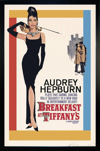Close Up Breakfast at Tiffany's Poster Audrey Hepburn (66x96,5 cm) gerahmt in: Rahmen schwarz