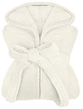 npluseins extra weicher Kapuzen-Bademantel aus Kuschelfleece - in modernen Farben und verschiedenen Größen - Unisex & wadenlang, L, weiß