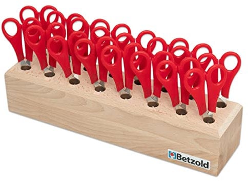 Betzold - Scheren, 16 Stück im Holzständer - Scherenblock Köcher Scherenset