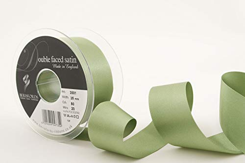 Berisfords 3501 Double Satin Ribbon, Khaki, 35 mm