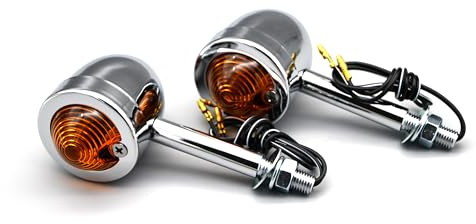 Motorcycle Long Stem Mini Custom Indicators Chrome Body And Amber Lens