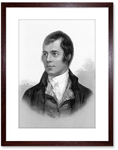Wee Blue Coo 9x7 '' PORTRAIT OF ROBERT BURNS AYR SCOTLAND OLD BW FRAMED ART PRINT F97X901