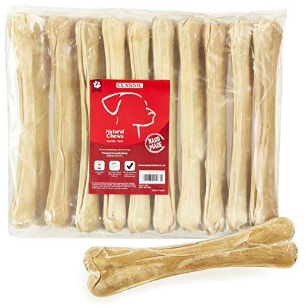 Classic Pet Products Rawhide Pressed Knuckle Bone for Dogs, 265 mm, Pack of 10