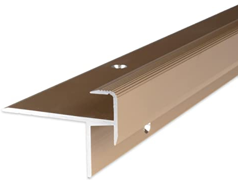 3 Meter (3 x 1 m) Laminat-Treppenkante/Winkelprofil, Einfasshöhe 8,5 mm, 33 mm breit, Alu eloxiert, gebohrt, Farbe: Bronze Hell