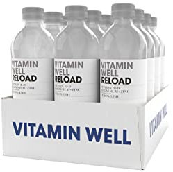 Vitamin Well - Ricarica - 500ml - 12 confezioni - Dissetante - Con vitamine extra (Vit D e altre) - Bevanda rinfrescante - Acqua di sorgente pura - Gusto di lime e limone