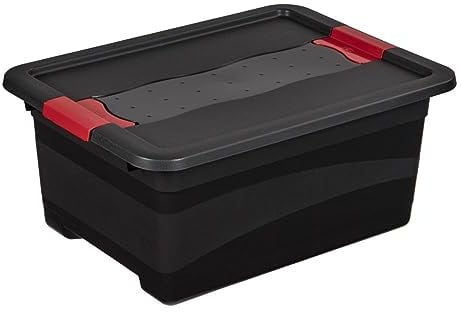 keeeper Transportbehälter mit Deckel und Schiebeverschluss, Extra Stabil, 39,5 x 29,5 x 17,5 cm, 12 l, Eckhart, Graphit Grau, Graphite