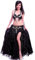 ROYAL SMEELA Bauchtanz-Kostüm-Set für Frauen, Bauchtanz-BH und Gürtel, Chiffon-Röcke, professionelles Outfit, 3-teilig - Schwarz - Klein