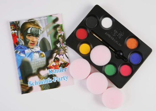 Eulenspiegel Profi Schminke Das Kinder Schmink-Party Set: Schminkbuch mit 22 Party-Masken, 8 Farben-Palette, Pinsel, Schwämme