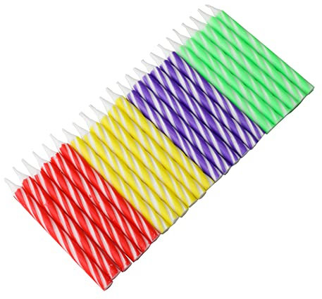 Geburtstag Kerzen, Neon Doppelspirale Streifen, Set 6 Packungen