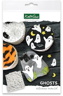 Ghosts Silicone Mould for Halloween Cake Decorating, Crafts, Cupcakes, Sugarcraft, Candies, Chocolate, Card Making and Clay, Food Safe Approved, Made in The UK
