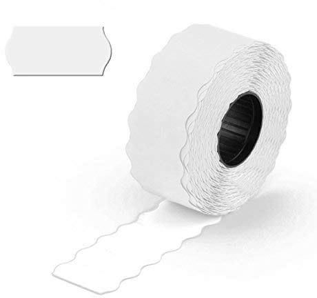 POKORNYS – 9.000 selbstklebende Etiketten für Preisauszeichner (weiß / 26x12mm) I Kennzeichnung mit Preis, Datum, Artikelnummer, MHD, Gewicht I Preisetiketten für Handauszeichner mit Wellenrand