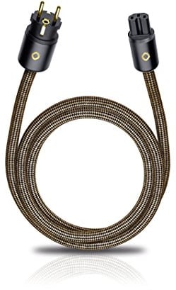 Oehlbach XXL Powercord - High End Stromkabel - HPOCC Netzkabel mit 4mm² Innenleiterquerschnitt & 2-Fach Schirmung, VDE geprüft - Steckertyp C15 (Schuko) auf CEE7/7-1,5m sepiabraun