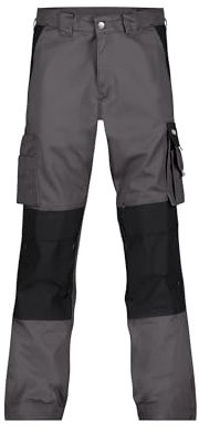 DASSY® Boston Zweifarbige Arbeitshose mit Kniepolstertaschen - Größe 58 - ZEMENTGRAU/SCHWARZ