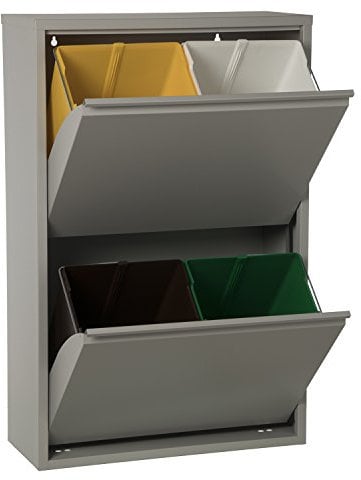 DRW 993010 Poubelle à Recyclage Vertical en métal Gris 92 x 60 x 25 cm