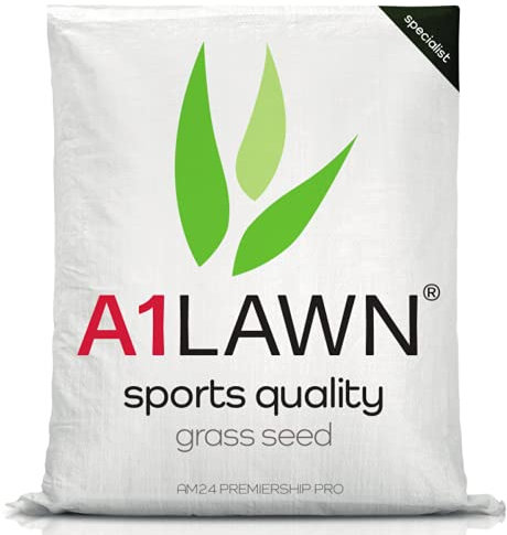 A1 Lawn, Hard Wearing Sports Grass Seed - Fast Growing, Pet & Child Friendly, DEFRA Certified Lawn Seed Mix for Patch Repair, Overseeding & New Lawns, 20kg
