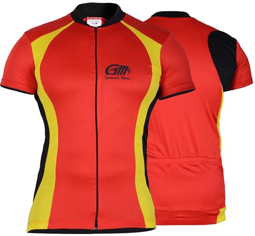 Trikot Radtrikot Fahrradtrikot Fahrrad Radler-Trikot Shirt Jersey Rot/Neongelb, Größe:M