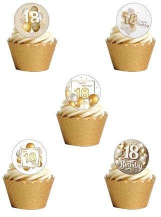 24 PRECUT 18th Eighteenth Birthday Girl Edible Wafer Paper Round Cake Toppers Decorations