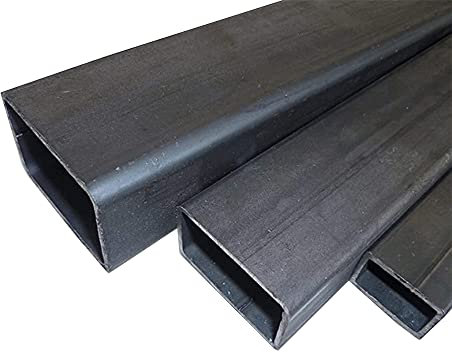 B&T Metall Tubo rettangolare in acciaio, 50 x 20 x 2,0 mm, in lunghezze da 1000 mm + 0/-3 mm, tubo piatto ST37, nero, profilo cavo grezzo, acciaio grezzo