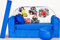 Pro Cosmo umwandelbares Kindersofa – perfekt zum Spielen und Schlafen – mit Abnehmbarer Matratze, Kissen und Pouf – 98x168x59 cm – leicht und einfach zusammenklappbar - C14 Blau - LKWs