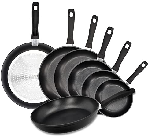 ORYX 5023310 Pfanne aus Aluminium, Antihaftbeschichtung, Plus, geschmiedet, induktionsgeeignet, PFOA-frei, Durchmesser 22 cm, Dicke 5 mm, Schwarz