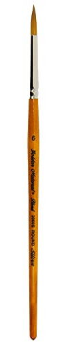 Silver Brush Limited Golden Natural Script Liner Oil Paintbrush, Size 6 | Short Handle, Watercolour, Acrylic, Soft Fine Point Natural and Synthetic Mix Bristle, Thin and Broad Lines